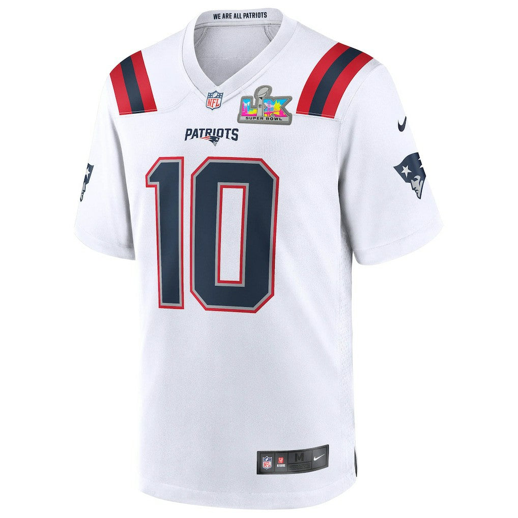 Nike Drake Maye New England Patriots Super Bowl LX Patch Game Jersey White