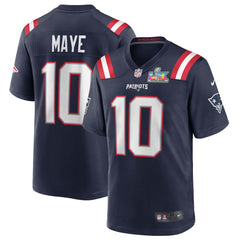 Nike Drake Maye New England Patriots Super Bowl LX Patch Game Jersey Navy