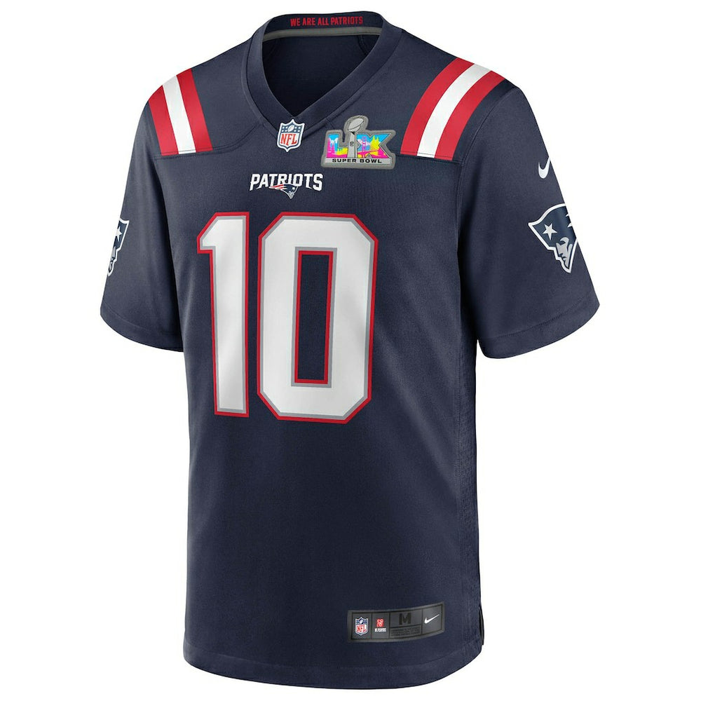 Nike Drake Maye New England Patriots Super Bowl LX Patch Game Jersey Navy