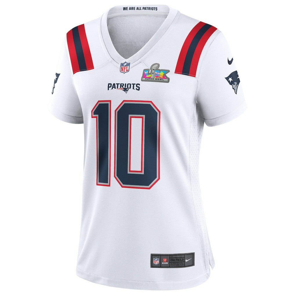 Nike Drake Maye New England Patriots Women's Super Bowl LX Patch Game Jersey White