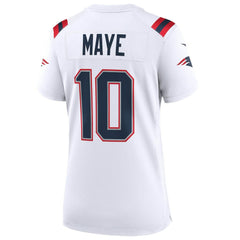 Nike Drake Maye New England Patriots Women's Super Bowl LX Patch Game Jersey White
