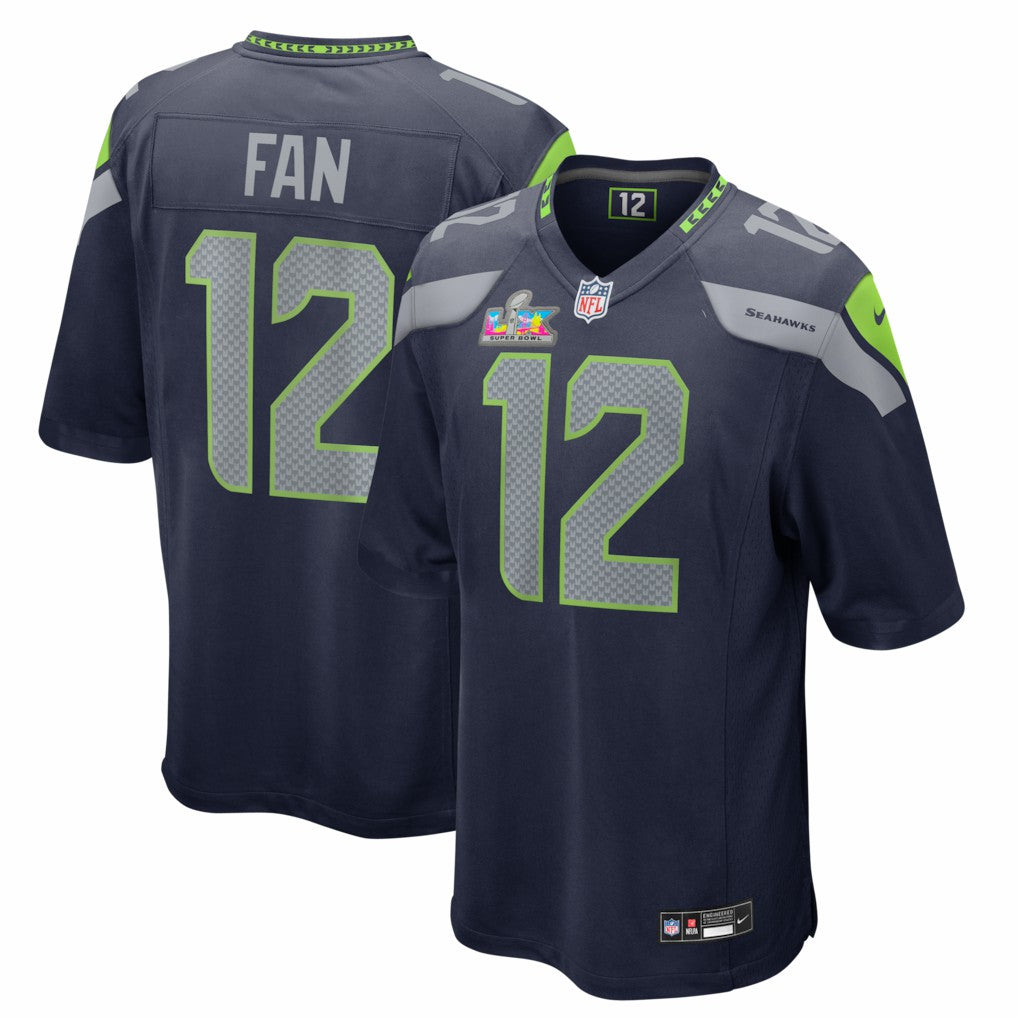 Nike 12s Seattle Seahawks Super Bowl LX Patch Game Jersey College Navy
