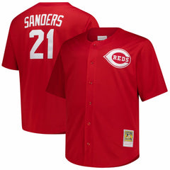 Deion Sanders Cincinnati Reds Mitchell & Ness Big & Tall Cooperstown Mesh Batting Practice Jersey - Red - Mitchell & Ness Lifestyle