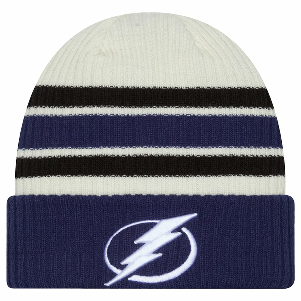 Tampa Bay Lightning New Era Vintage Cuffed Knit Hat - Cream/Blue - NHL 203787573