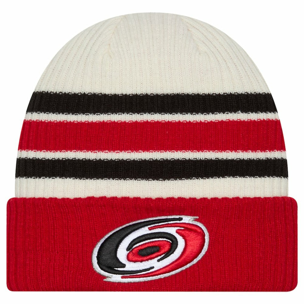Carolina Hurricanes New Era Vintage Cuffed Knit Hat - Cream/Red - NHL 203787574