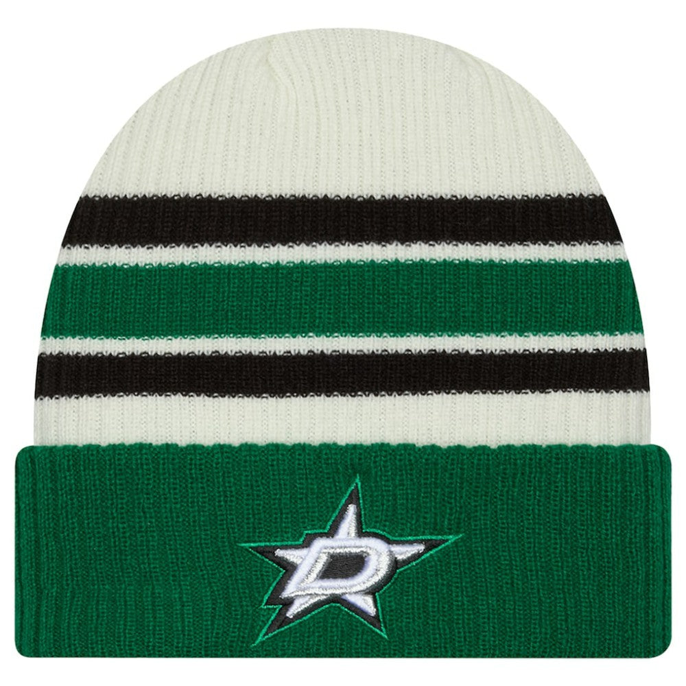 Dallas Stars New Era Vintage Cuffed Knit Hat - Cream/Kelly Green - NHL 203787576