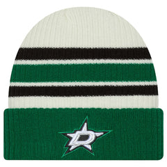 Dallas Stars New Era Vintage Cuffed Knit Hat - Cream/Kelly Green - NHL 203787576