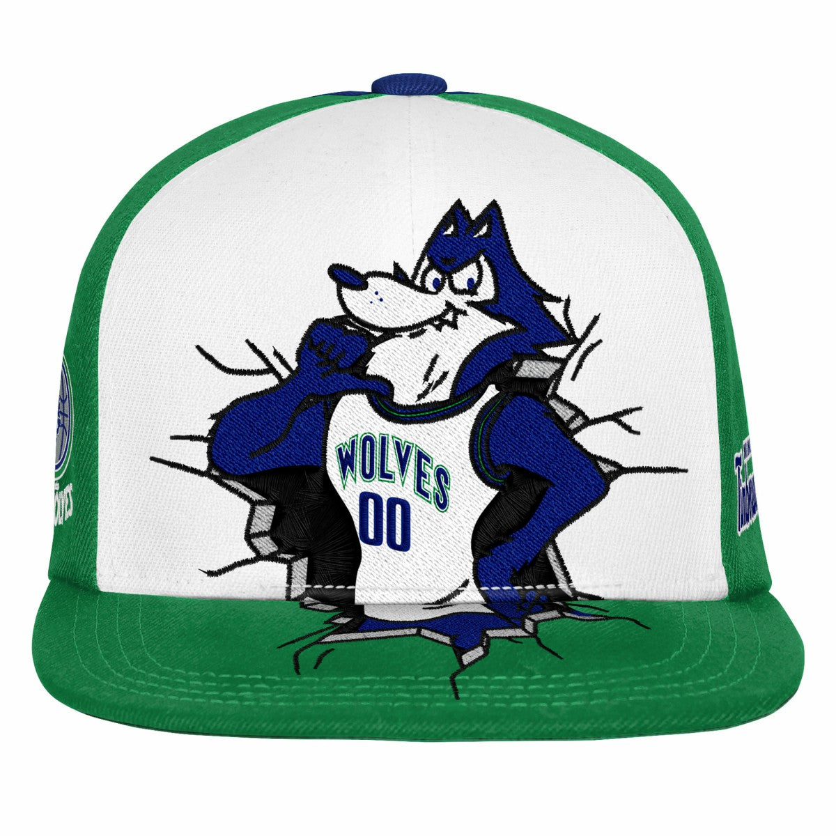 Minnesota Timberwolves Youth Mascot Snapback Hat Green | Mitchell & Ness