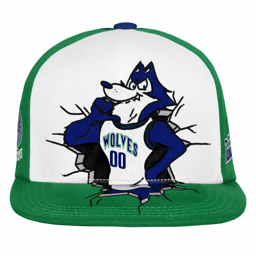 Minnesota Timberwolves Youth Mascot Snapback Hat Green | Mitchell & Ness