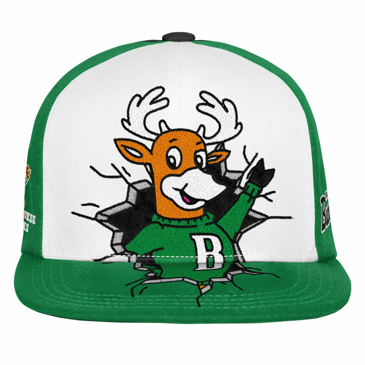 Milwaukee Bucks Youth Mascot Snapback Hat Green | Mitchell & Ness