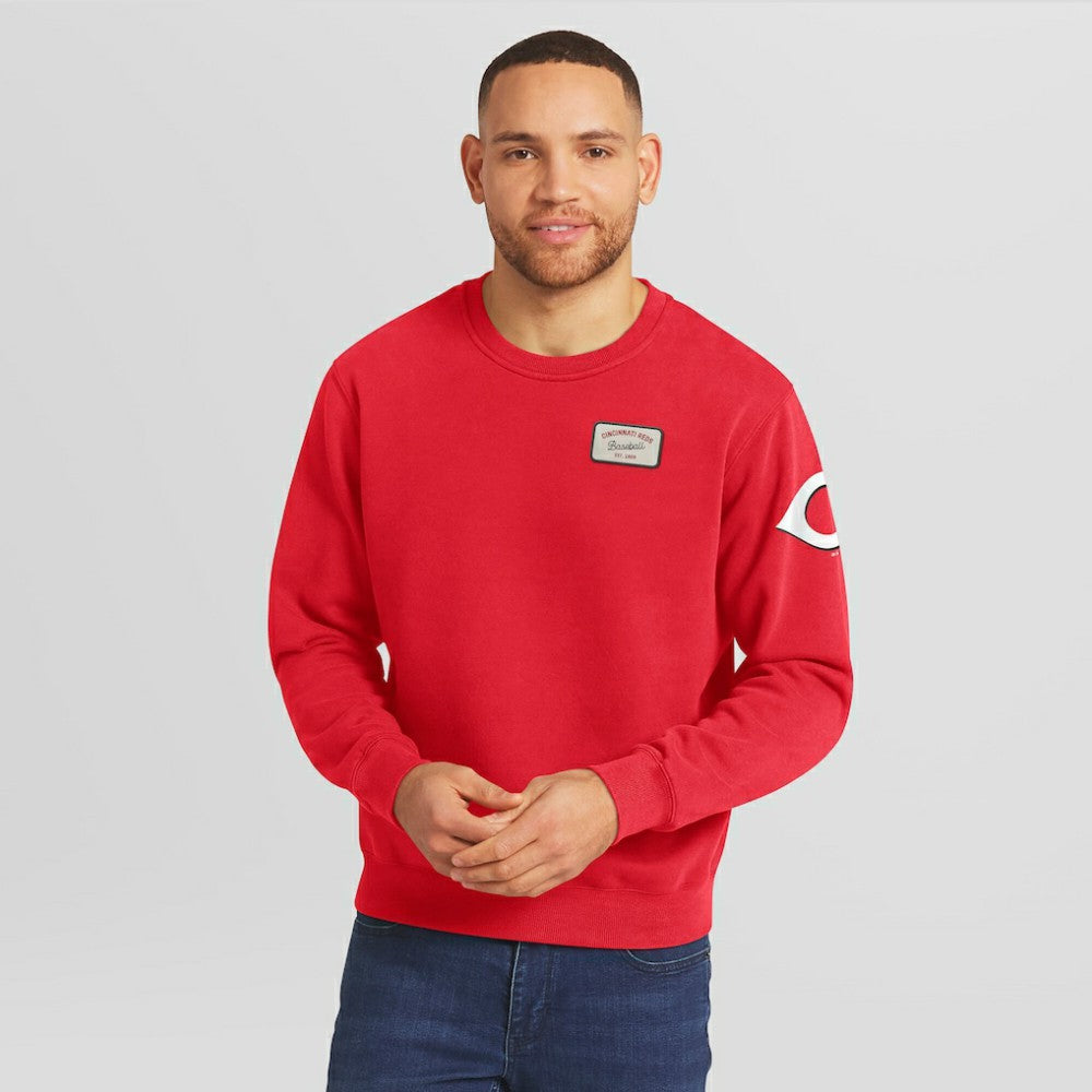 Cincinnati Reds Darius Rucker Collection by Fanatics Washed Crew Neck Pullover Sweatshirt - Red - Fanatics Lifestyle