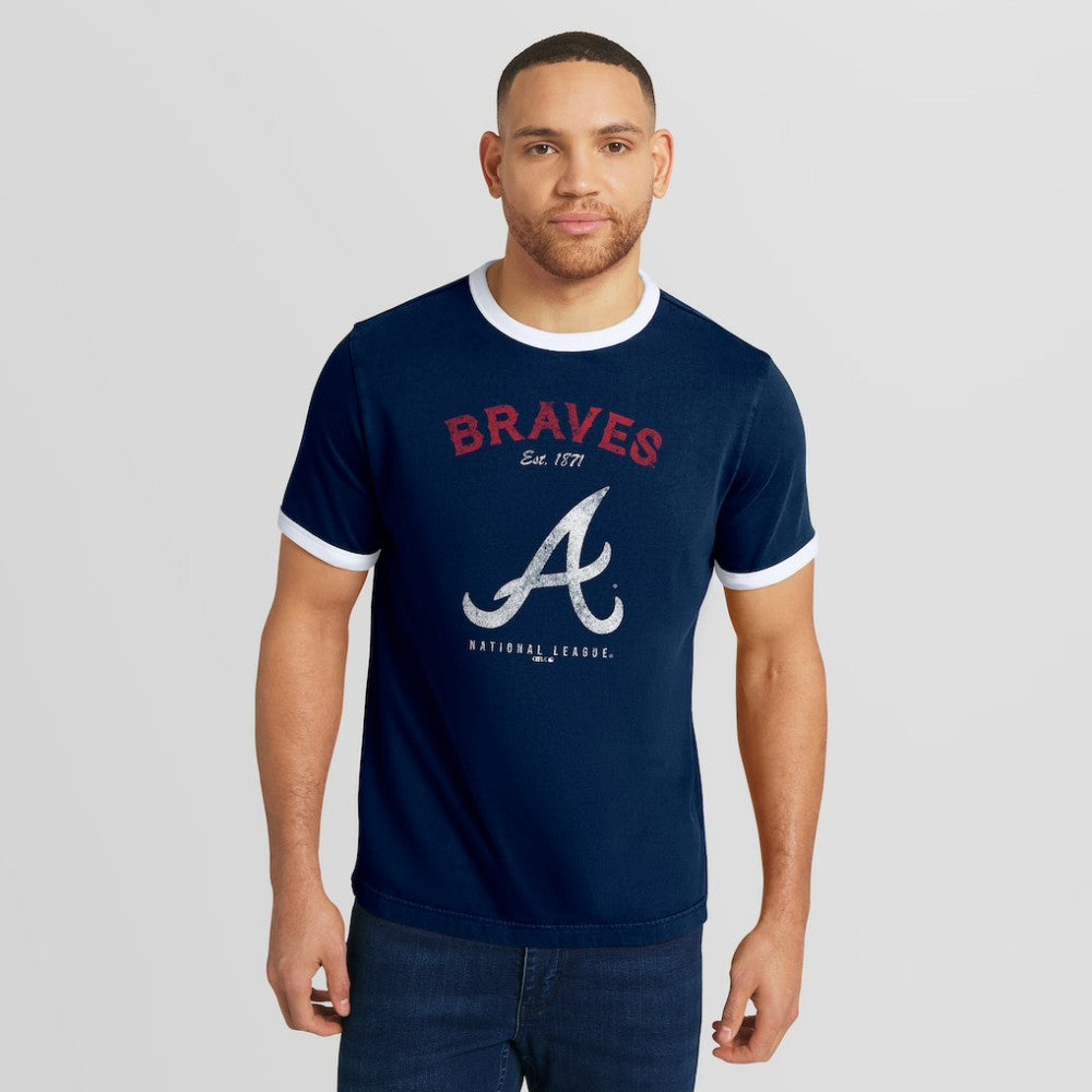 Atlanta Braves Darius Rucker Collection by Fanatics Washed Ringer T-Shirt - Navy - Fanatics Lifestyle