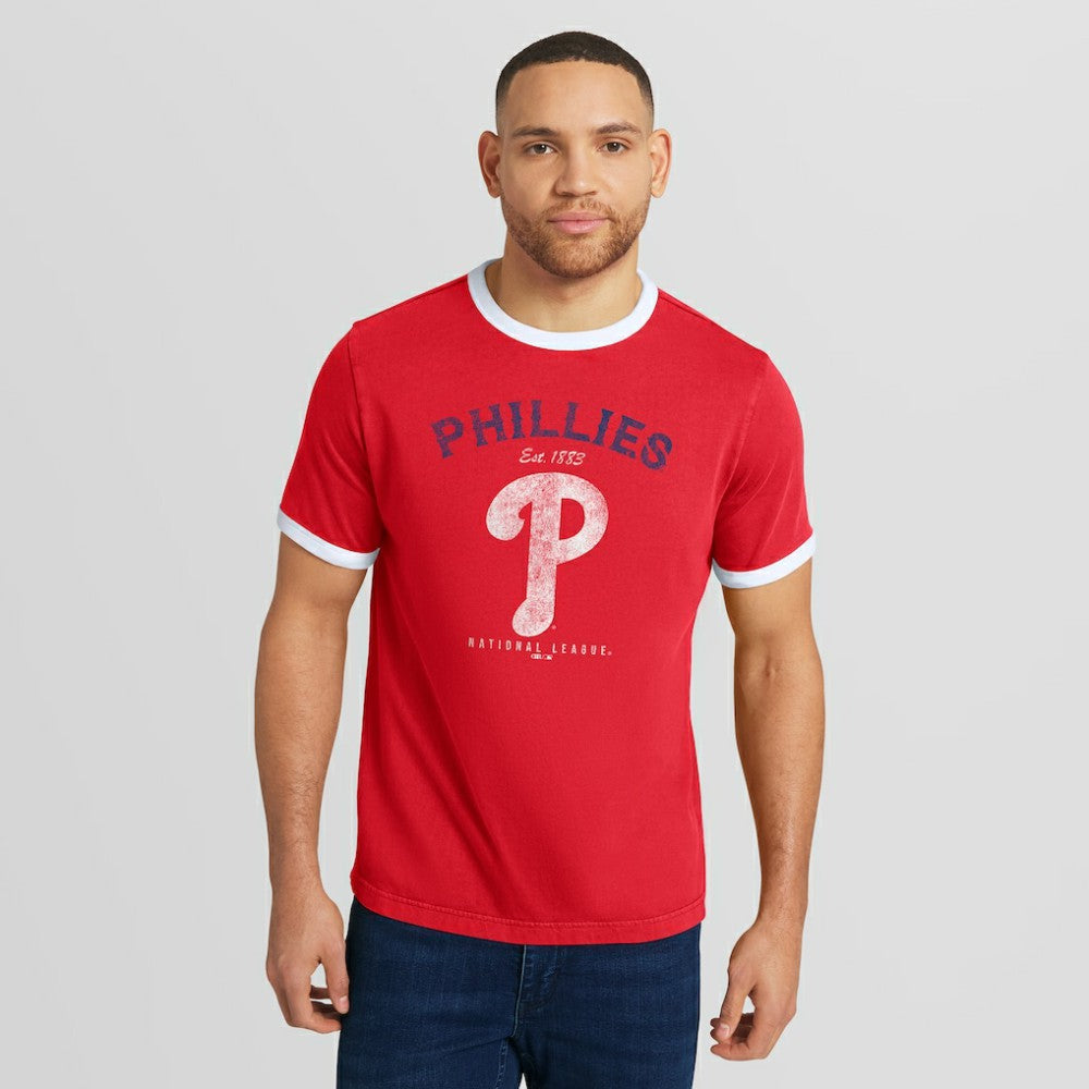 Philadelphia Phillies Darius Rucker Collection by Fanatics Washed Ringer T-Shirt - Red - Fanatics Lifestyle