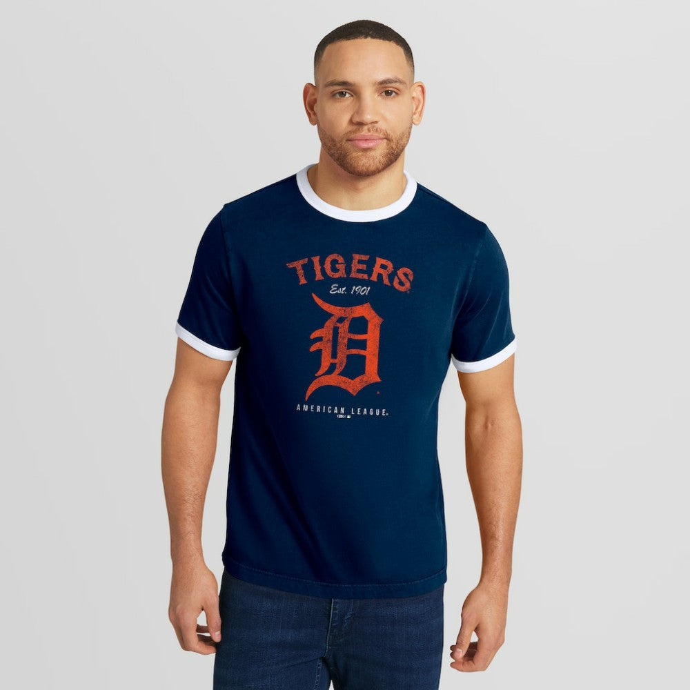Detroit Tigers Darius Rucker Collection by Fanatics Washed Ringer T-Shirt - Navy - Fanatics on Sale