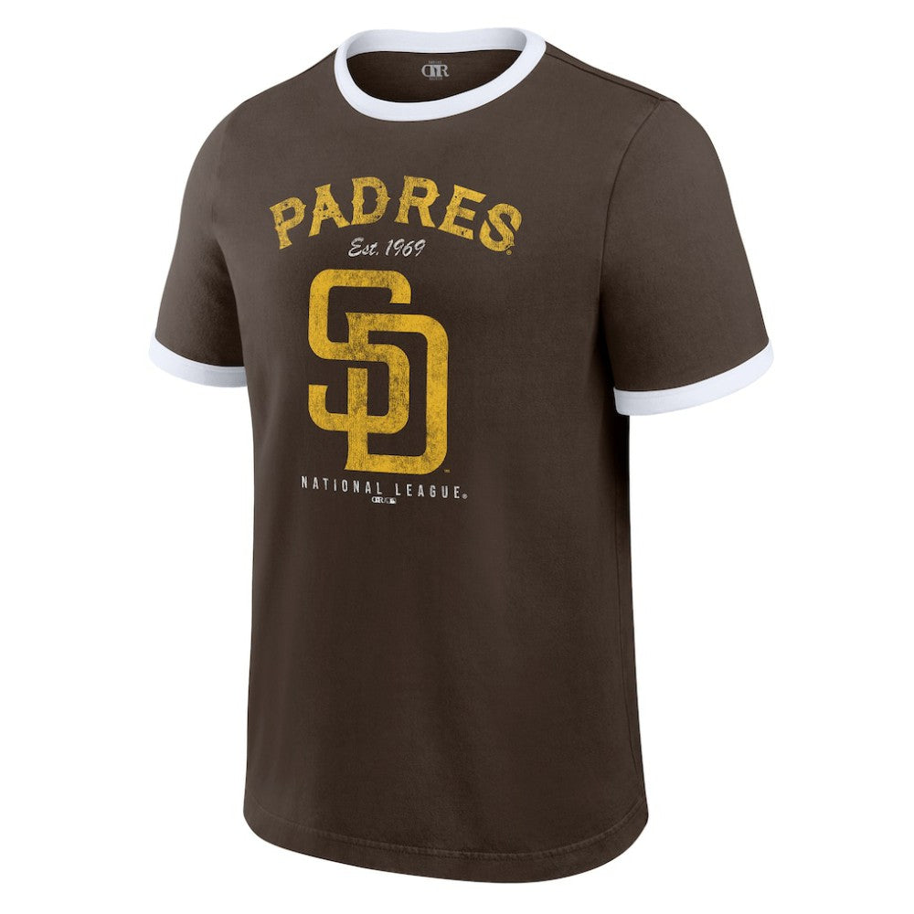 San Diego Padres Darius Rucker Collection by Fanatics Washed Ringer T-Shirt - Brown - Fanatics Discount