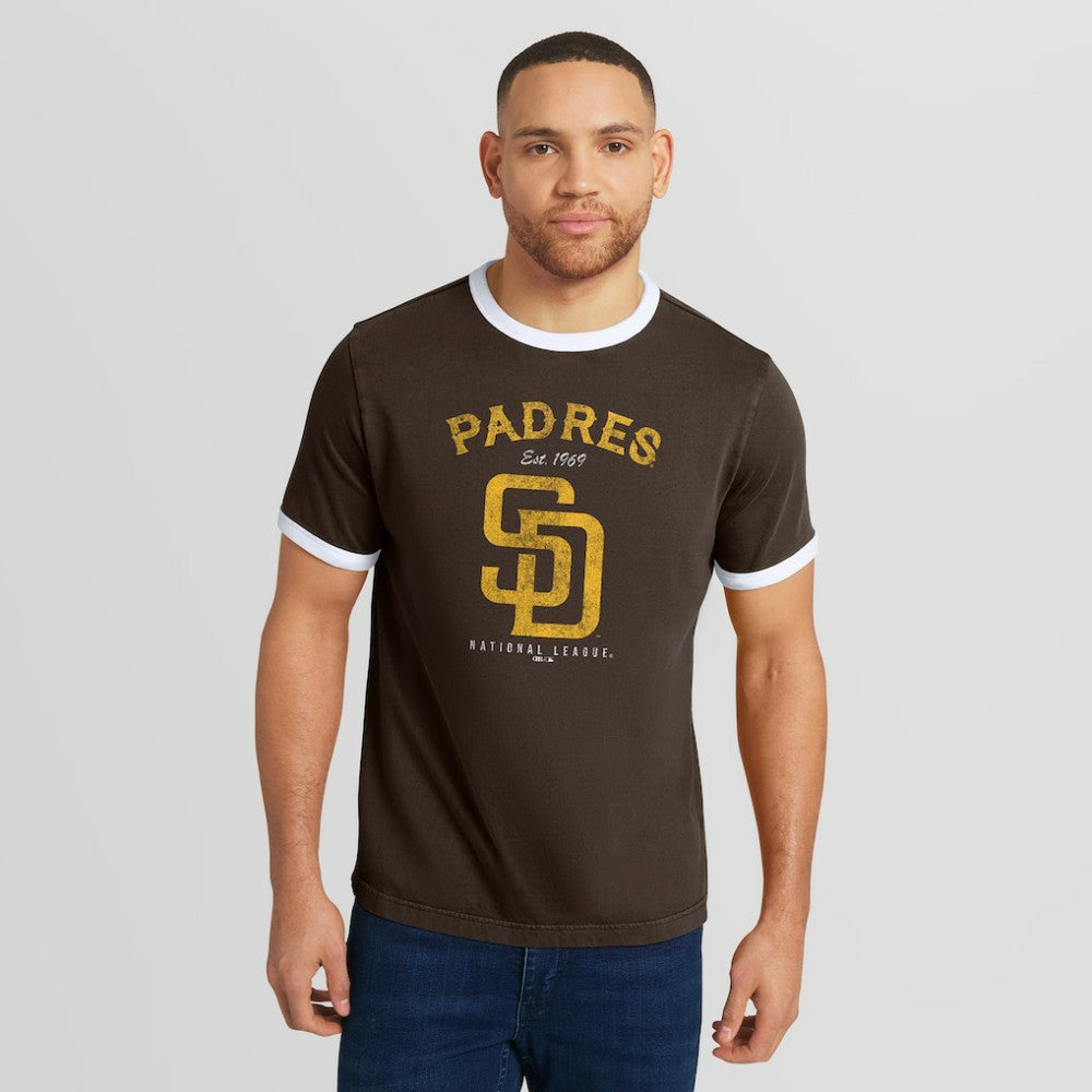 San Diego Padres Darius Rucker Collection by Fanatics Washed Ringer T-Shirt - Brown - Fanatics Discount