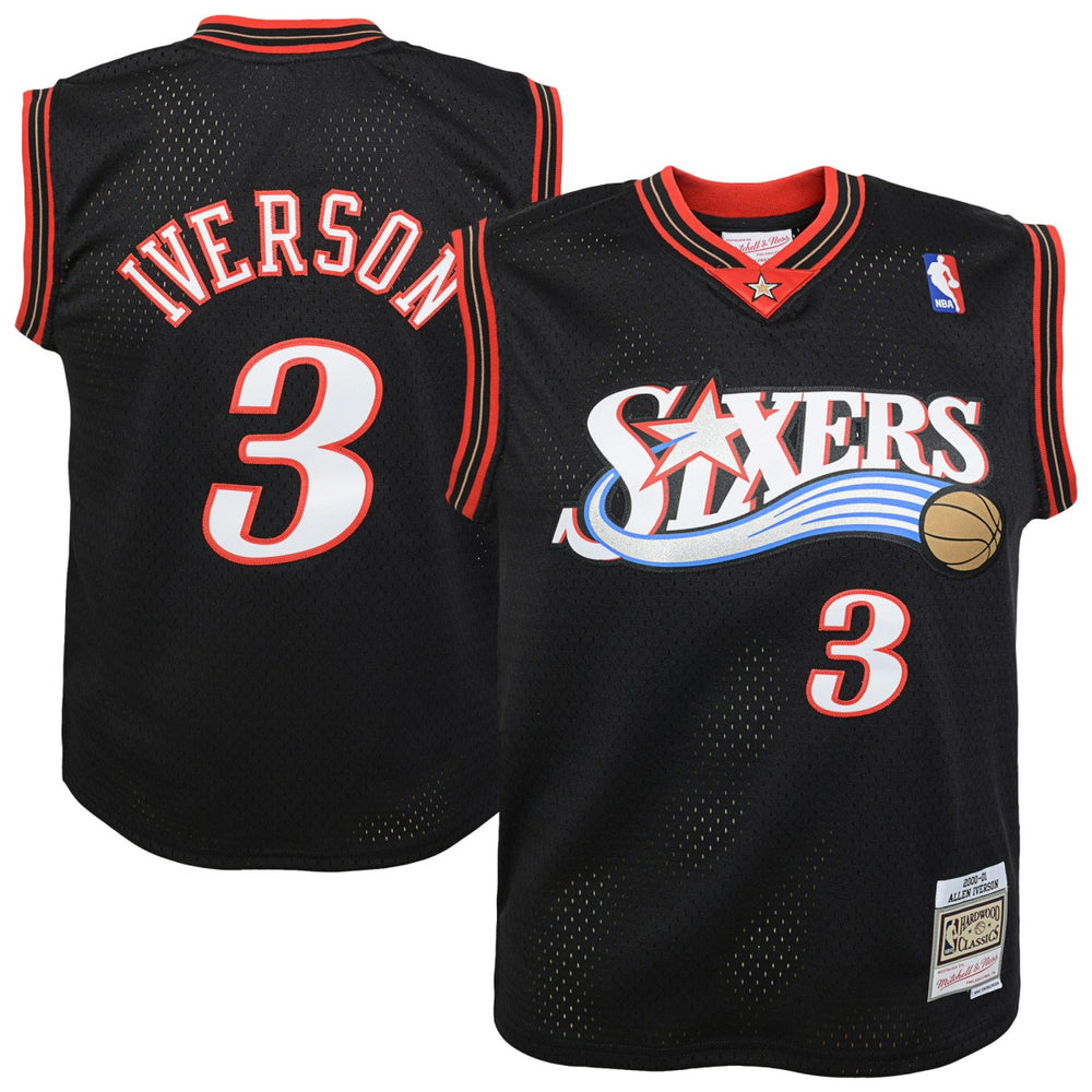 Allen Iverson Philadelphia 76ers Youth 2000-01 Swingman Road Jersey Black | Mitchell & Ness Lifestyle