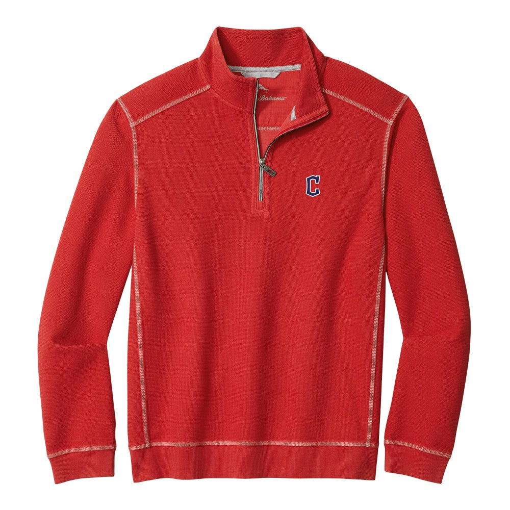 Cleveland Guardians Tommy Bahama Montego Bay Half-Zip Sweatshirt - Red - MLB Discount