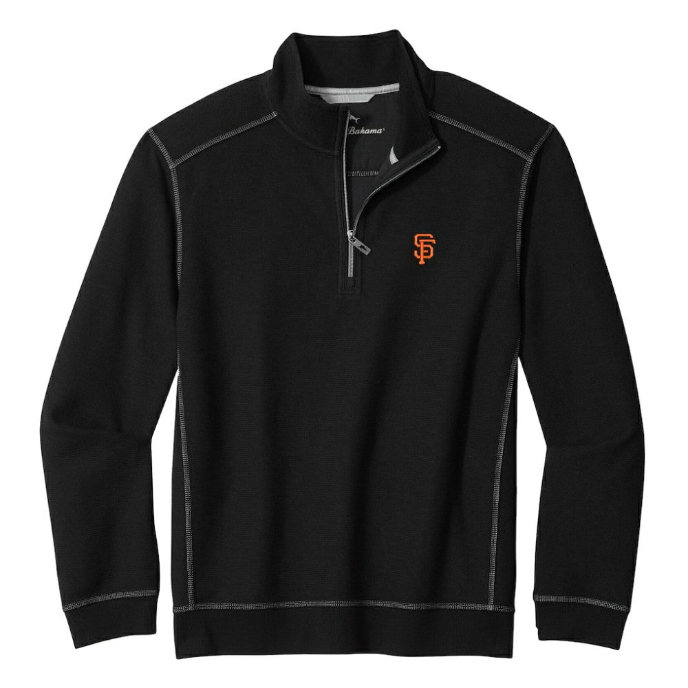 San Francisco Giants Tommy Bahama Montego Bay Half-Zip Sweatshirt - Black - MLB Lifestyle