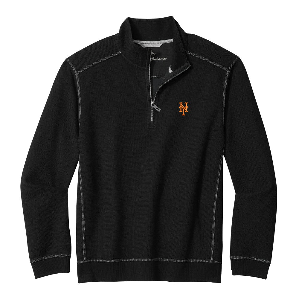 New York Mets Tommy Bahama Montego Bay Half-Zip Sweatshirt - Black - MLB on Sale