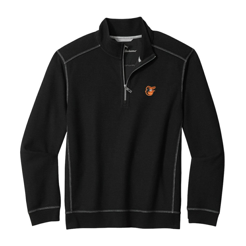 Baltimore Orioles Tommy Bahama Montego Bay Half-Zip Sweatshirt - Black - MLB on Sale