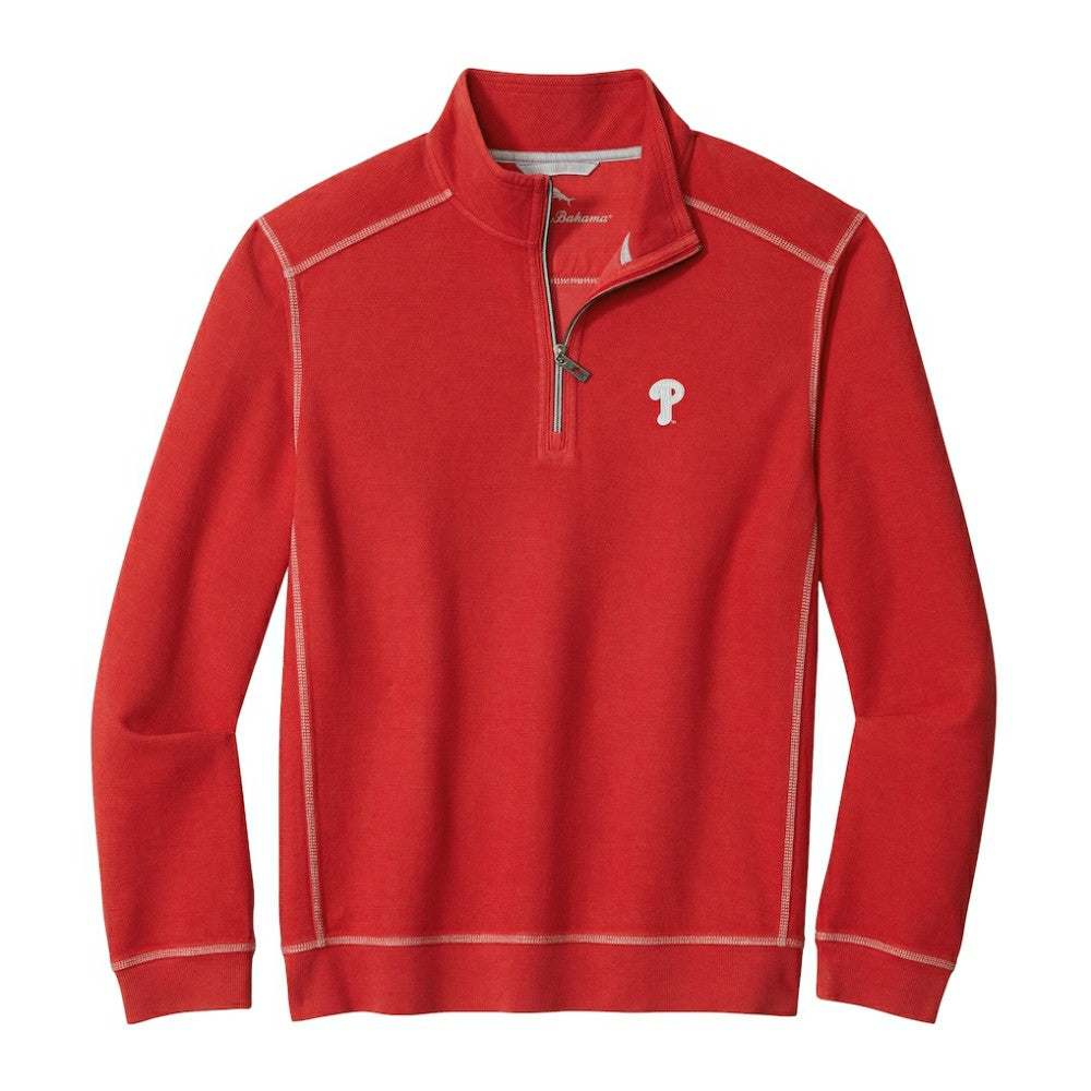 Philadelphia Phillies Tommy Bahama Montego Bay Half-Zip Sweatshirt - Red - MLB Sale