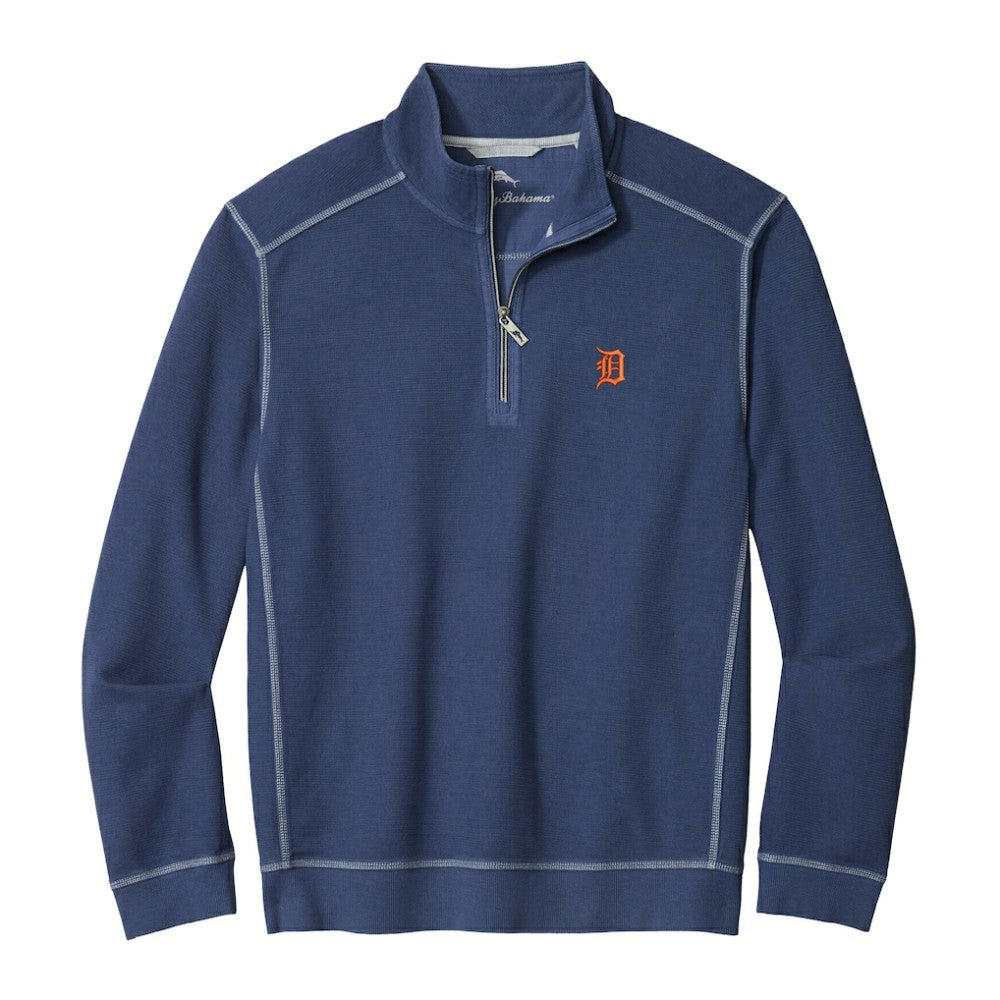 Detroit Tigers Tommy Bahama Montego Bay Half-Zip Sweatshirt - Navy - MLB Sale