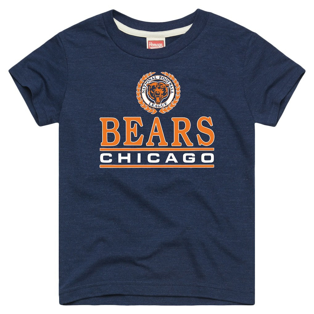 Chicago Bears Homage Youth Crest Tri-Blend T-Shirt Navy