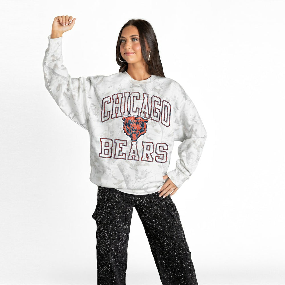 Chicago Bears Gameday Couture Women's Whiteout Oversized Premium Fleece Sweatshirt Arctic Camo
