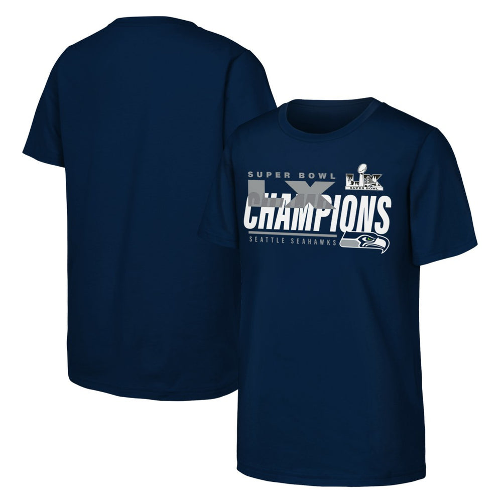 Fanatics Seattle Seahawks Youth Super Bowl LX Champions Iconic Victory T-Shirt College Navy