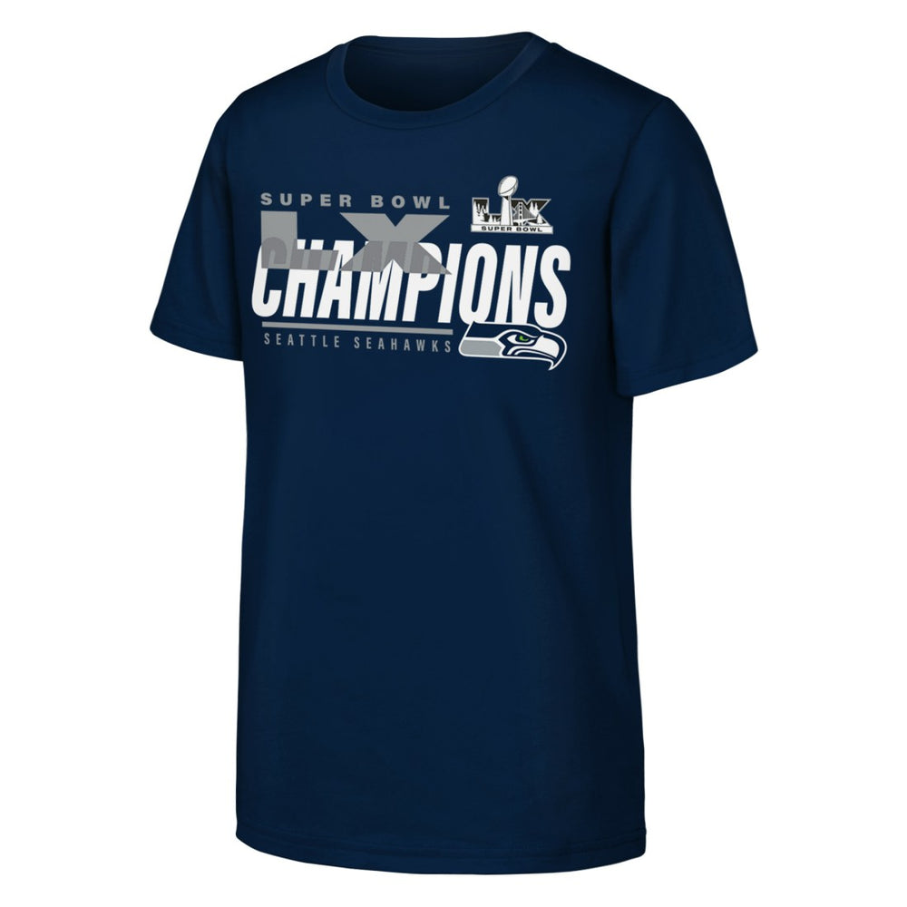 Fanatics Seattle Seahawks Youth Super Bowl LX Champions Iconic Victory T-Shirt College Navy