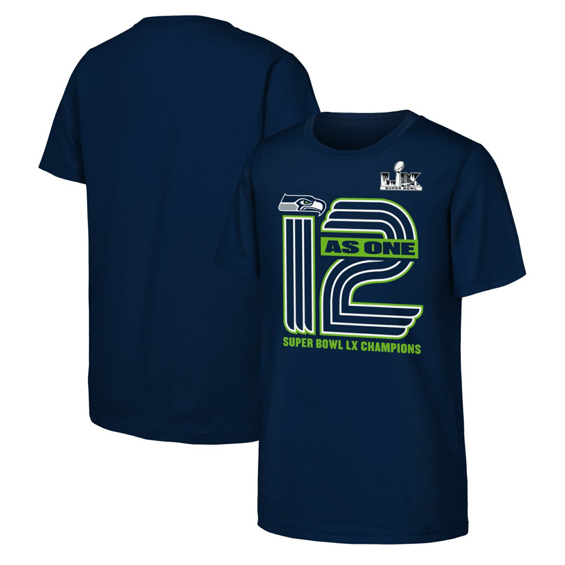 Fanatics Seattle Seahawks Youth Super Bowl LX Champions Hometown Collection T-Shirt College Navy