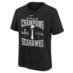 Nike Seattle Seahawks Youth Super Bowl LX Champions Locker Room Trophy Collection Replica T-Shirt Black