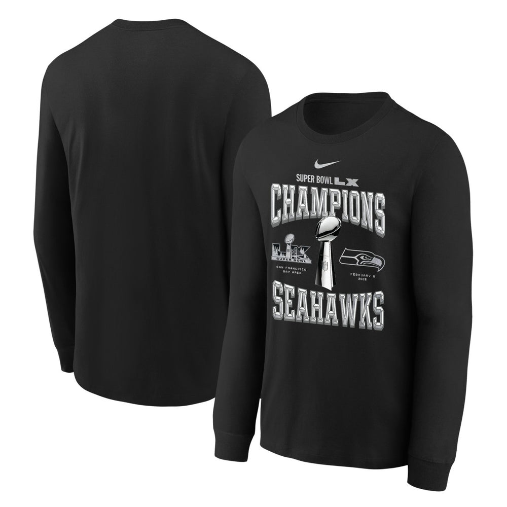 Nike Seattle Seahawks Youth Super Bowl LX Champions Locker Room Trophy Collection Long Sleeve T-Shirt Black