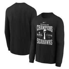 Nike Seattle Seahawks Youth Super Bowl LX Champions Locker Room Trophy Collection Long Sleeve T-Shirt Black