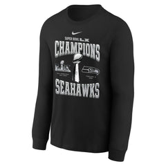 Nike Seattle Seahawks Youth Super Bowl LX Champions Locker Room Trophy Collection Long Sleeve T-Shirt Black