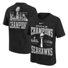 Nike Seattle Seahawks Youth Super Bowl LX Champions Locker Room Trophy Collection Authentic T-Shirt Black