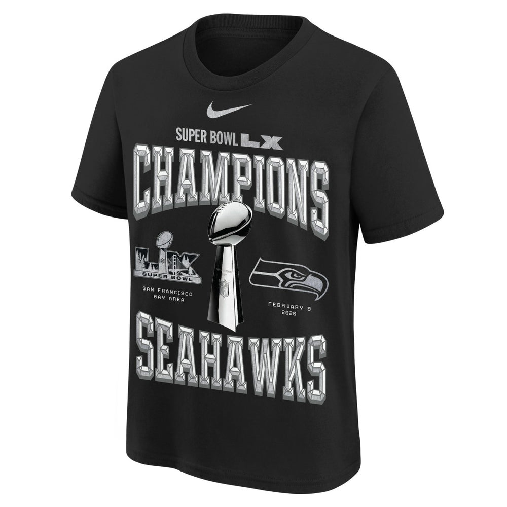 Nike Seattle Seahawks Youth Super Bowl LX Champions Locker Room Trophy Collection Authentic T-Shirt Black