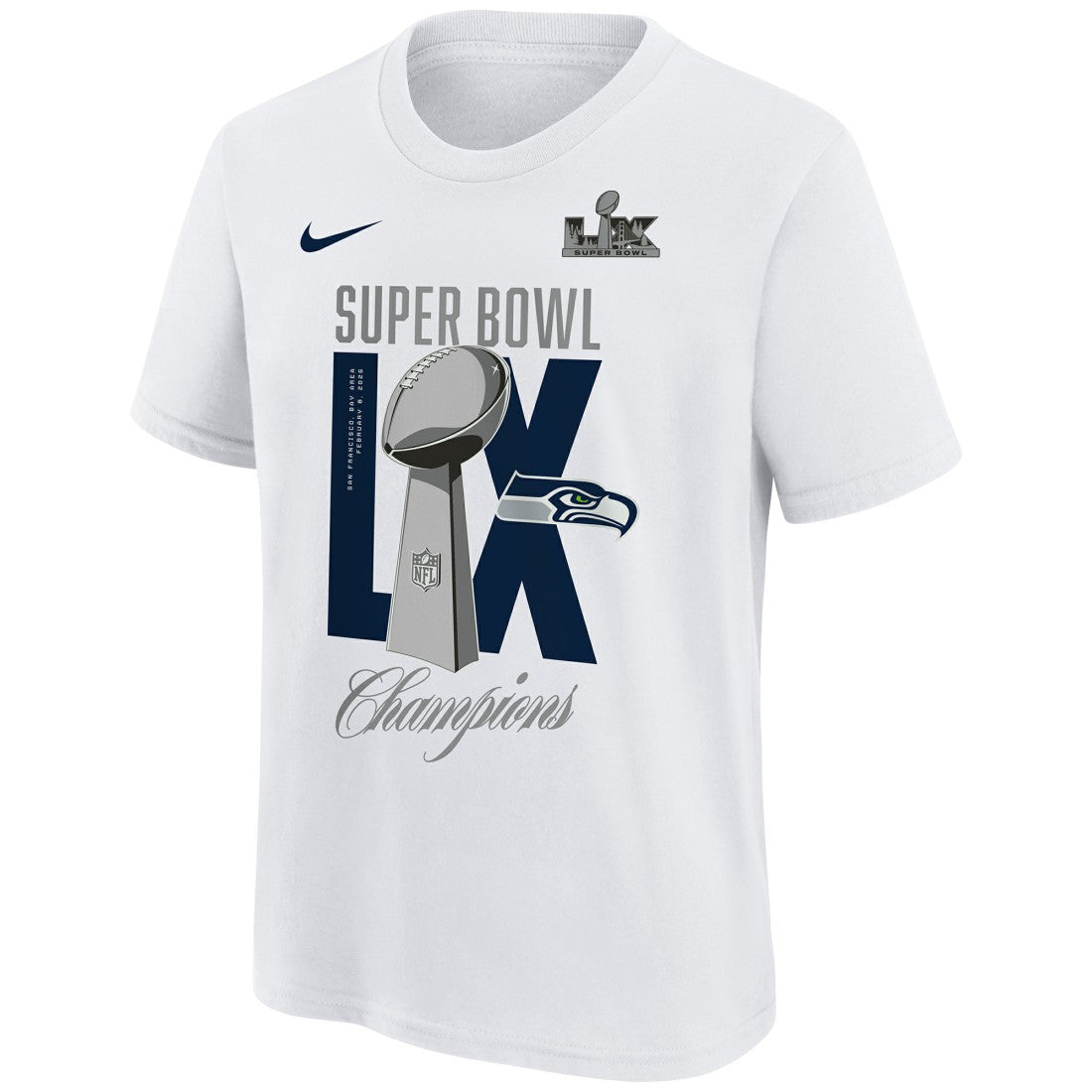Nike Seattle Seahawks Youth Super Bowl LX Champions Lombardi Trophy T-Shirt White