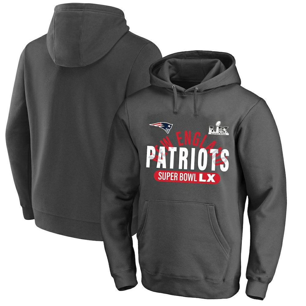 Fanatics New England Patriots Super Bowl LX Big & Tall Game Plan Hoodie Charcoal