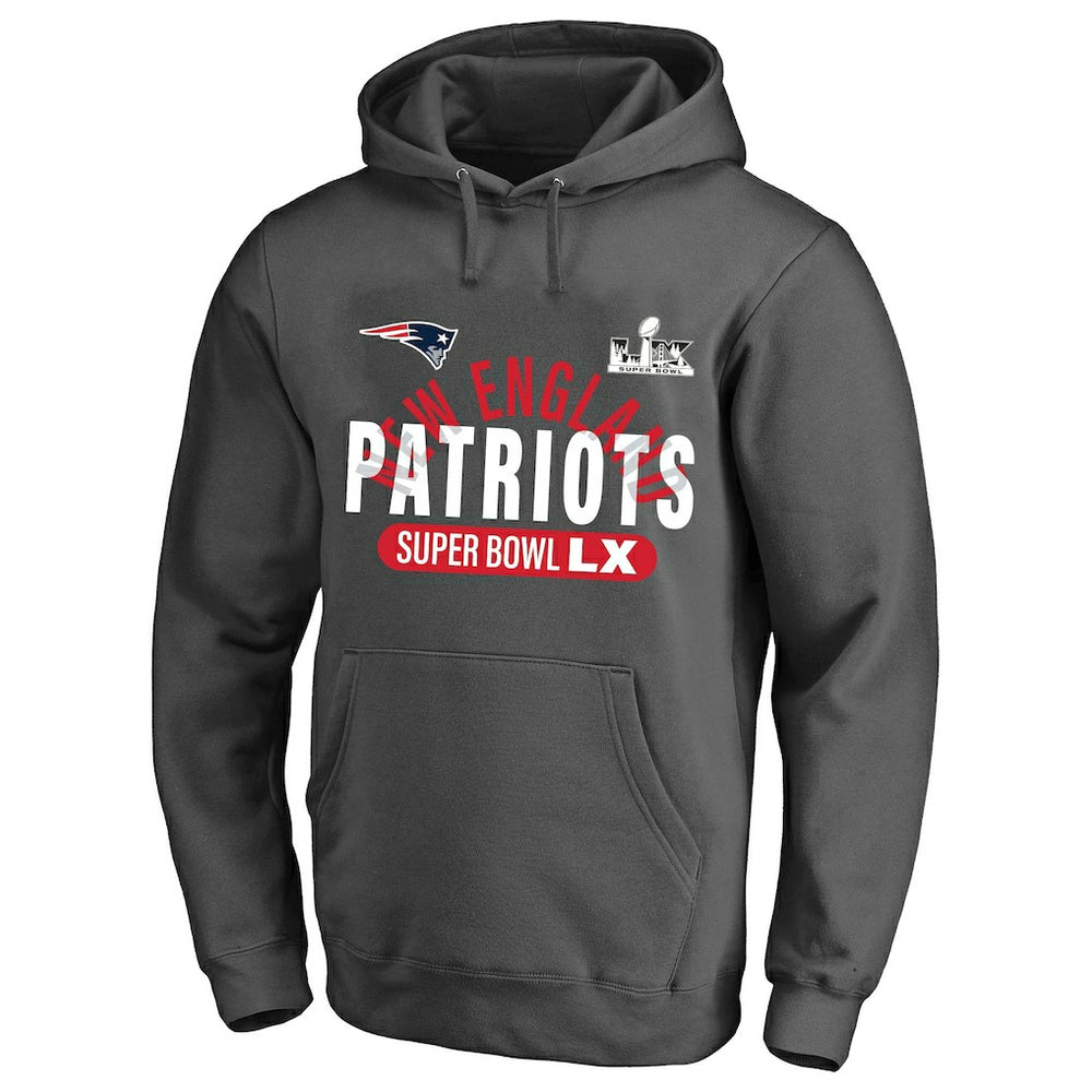 Fanatics New England Patriots Super Bowl LX Big & Tall Game Plan Hoodie Charcoal