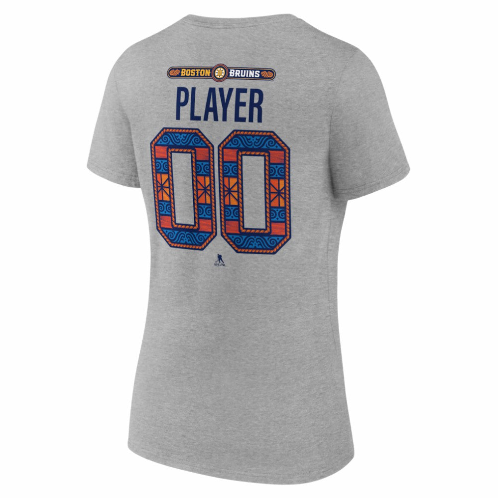 Boston Bruins Women's 2026 NHL Stadium Series Personalized Name & Number V-Neck T-Shirt - Gray - NHL 203794844