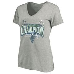 Fanatics Seattle Seahawks Women's 2025 NFC Champions Plus Size Hail Mary Tri-Blend V-Neck T-Shirt Heather Gray
