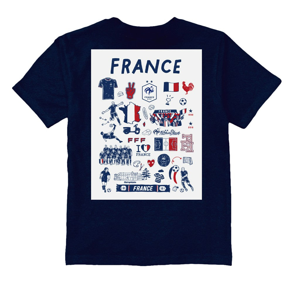 France National Team Vive La Fete Youth Impressions Artwork T-Shirt Navy
