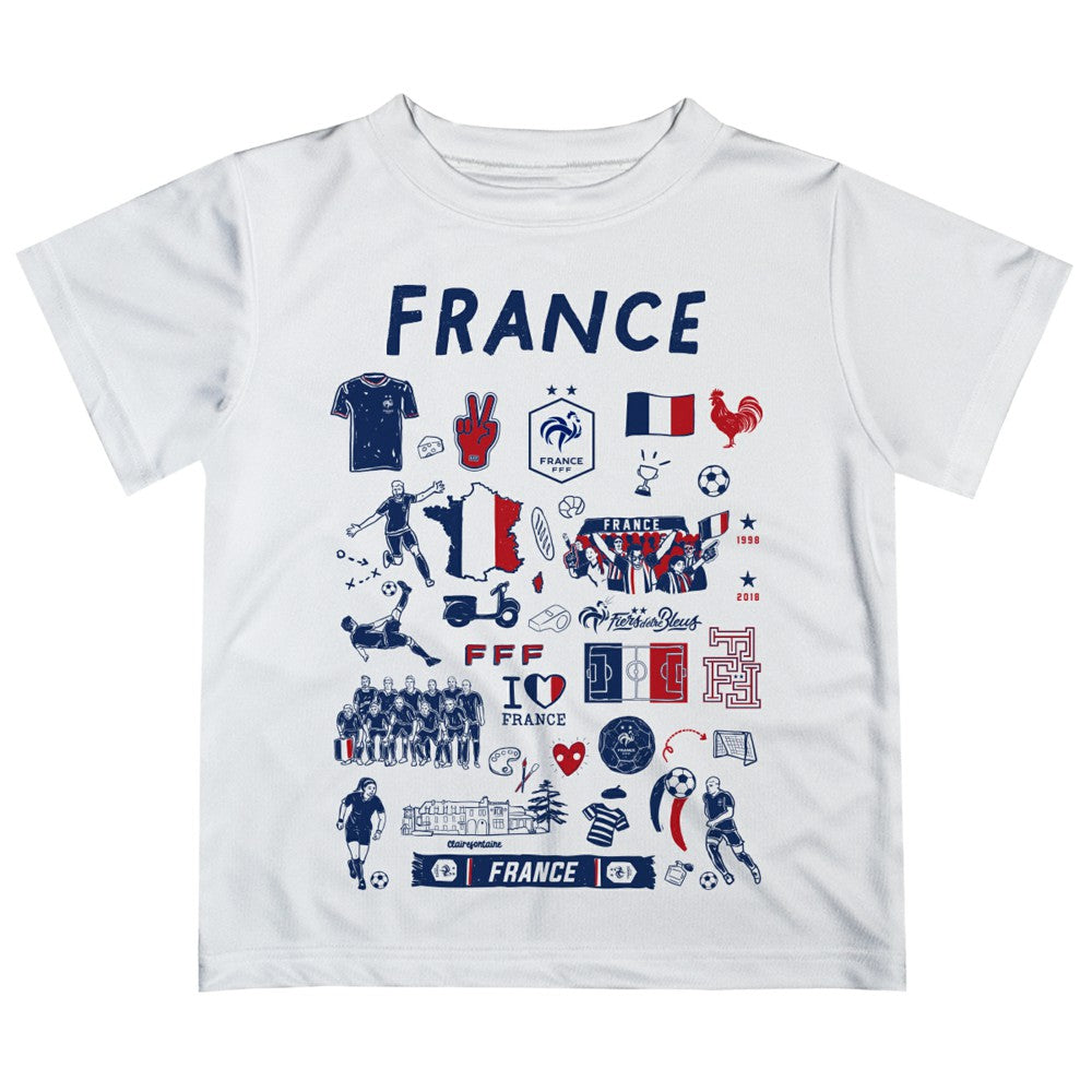 France National Team Vive La Fete Youth Impressions Artwork T-Shirt White