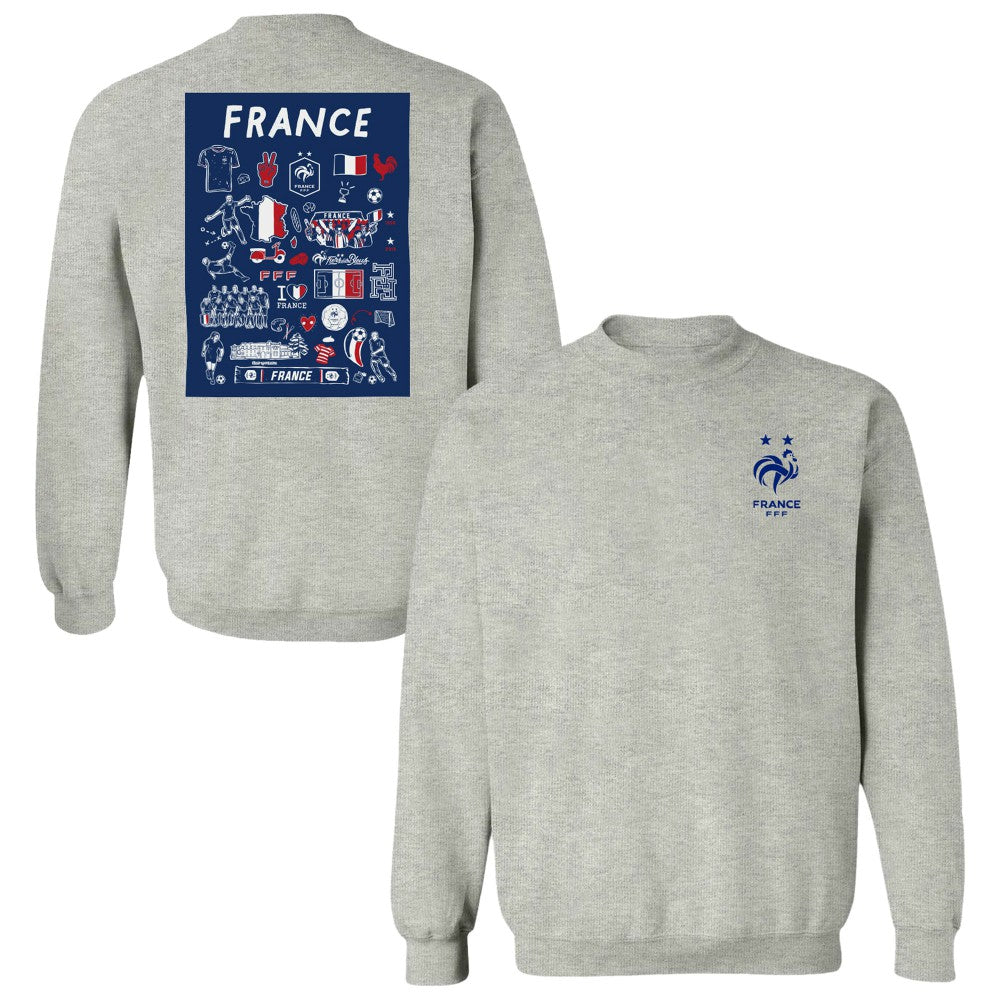 France National Team Vive La Fete Women's Impressions Artwork Sweatshirt Gray