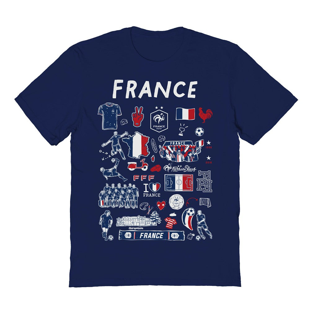 France National Team Vive La Fete Women's Impressions Artwork Fitted T-Shirt Navy