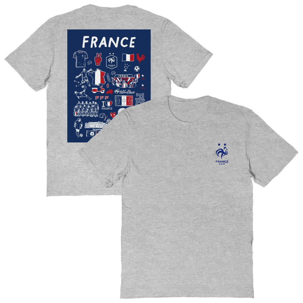 France National Team Vive La Fete Women's Impressions Artwork Fitted T-Shirt Gray