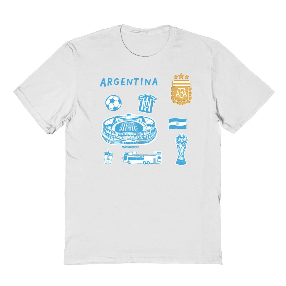 Argentina National Team Vive La Fete Youth Impressions Icons T-Shirt White
