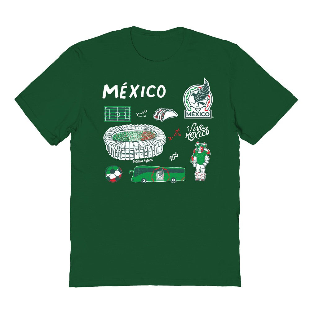 Mexico National Team Vive La Fete Youth Impressions Icons T-Shirt Green